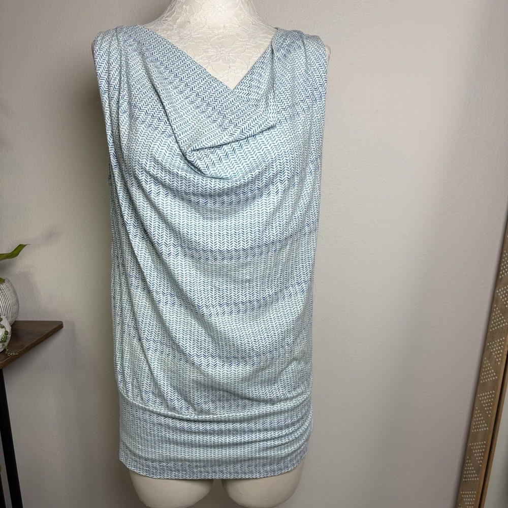 Carve Designs Womens M Blue Tank Top Boho Cowl Neck Chevron Print Sleeveless